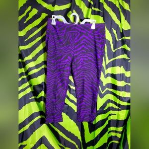 Sourpuss Purple Zebra/Tiger print Capri